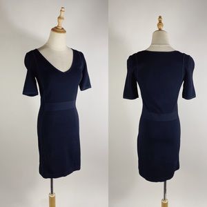 THEORY Julialynn Stretch Knit V-Neck Short Sleeve Black Dress Womens Small